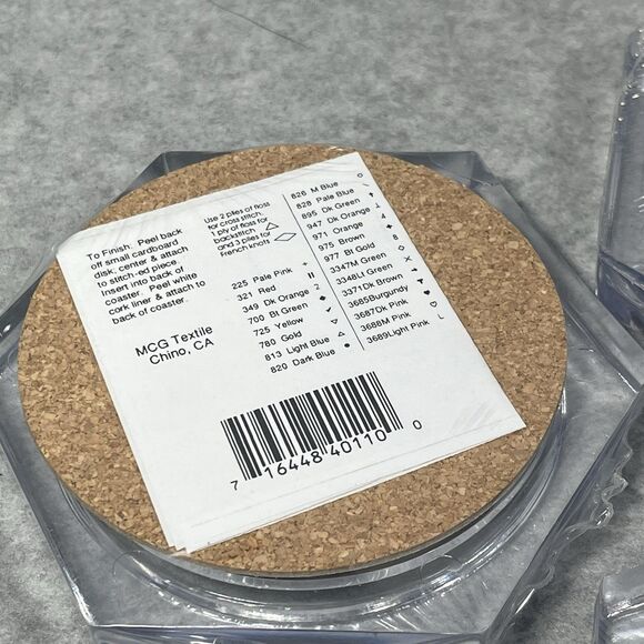 Vtg Acrylic Coasters MCG Textiles Cross Stitch Kit Butterfly Heart Rose Lot Of 4 - Picture 14 of 15